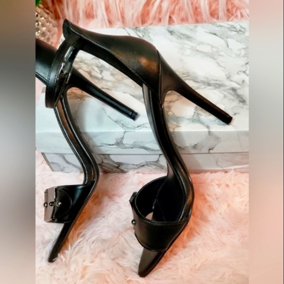 BLACK Buckle Strap Peep Toe - Picture 9 of 10